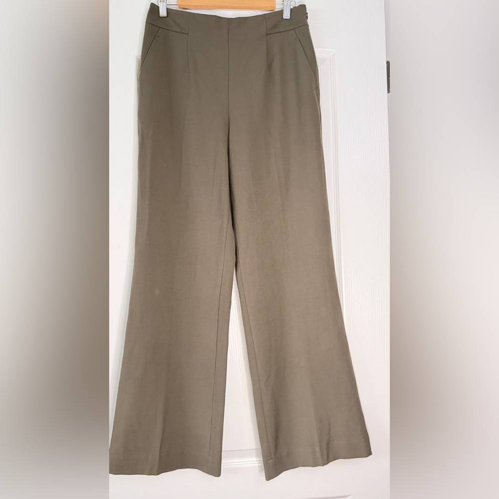 Jennifer Lopez Olive-Taupe Wide-Leg Pants, 10